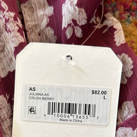 NWT Altar’d State | Women’s plum Theresa tiered white floral lined mini dress, L - Picture 13 of 16